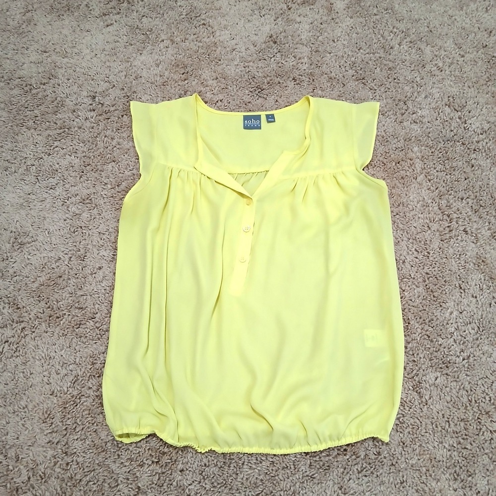 SOHO New York & Co Jeans Bright Yellow Sleeveless Top Women's Small Casual